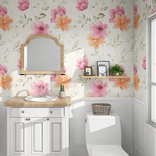auxua Floral Contact Paper Peel and Stick – 17.71" X 236" Large Floral Pattern Wallpaper for Home Décor, Odor-Free Watercolor Flower Wall Paper for Bathroom, Bedroom, Furniture & DIY Projects — view 4