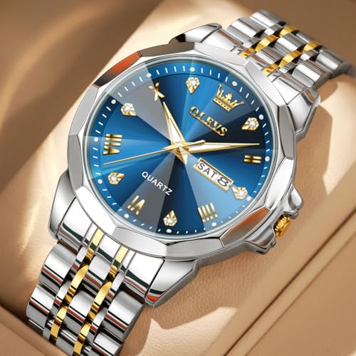 Image of OLEVS Watch for Men Diamond Casual Analog Roman Quartz Stainless Steel Waterproof Luminous Date Calendar Luxury Gifts Wrist Watch