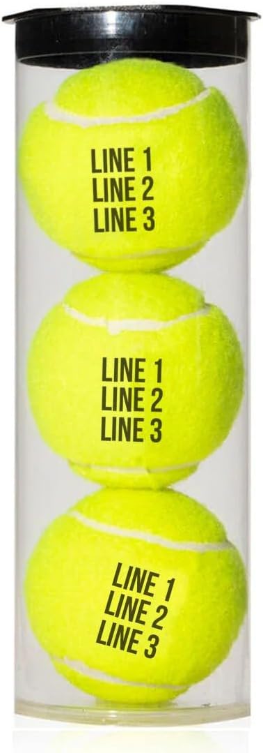 ChalkTalkSPORTS Personalized Printed Tennis Ball - Custom Text - 3 Pack - Tennis Gift