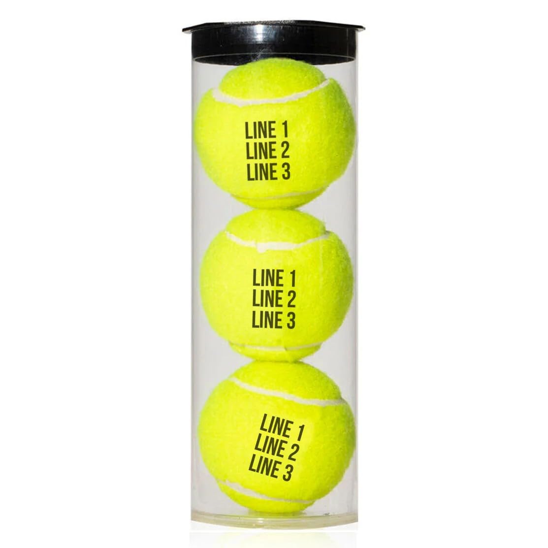 ChalkTalkSPORTS Personalized Printed Tennis Ball - Custom Text - 3 Pack - Tennis Gift