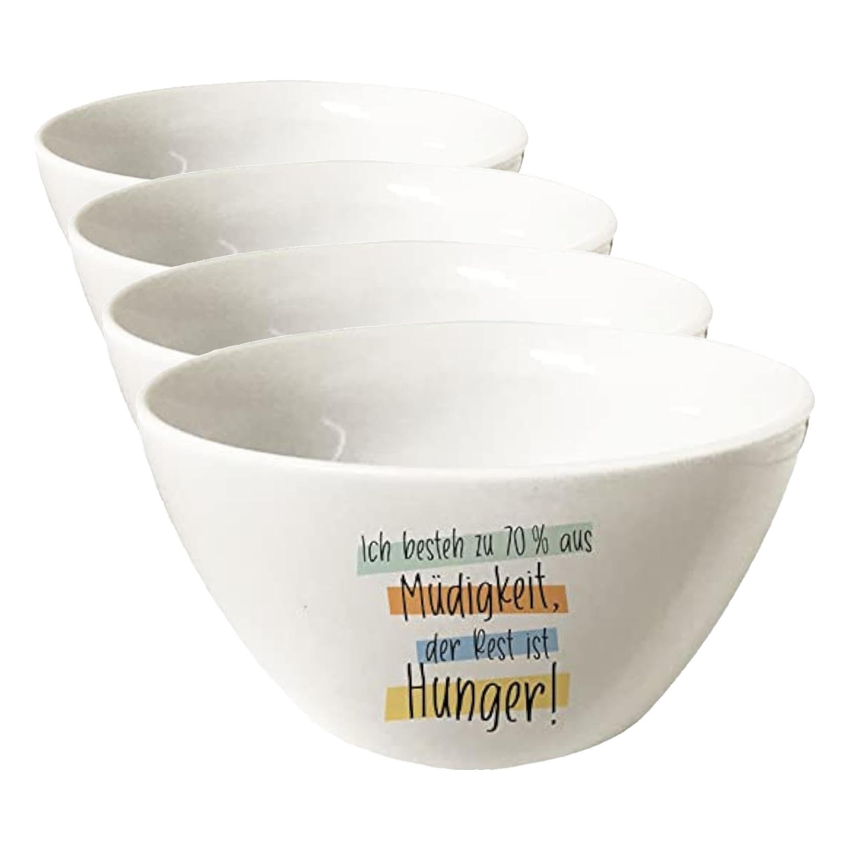 Grafik-Werkstatt Müsli-Schale | Porzellan Schüssel | Hunger, Weiß (Packung mit 4)