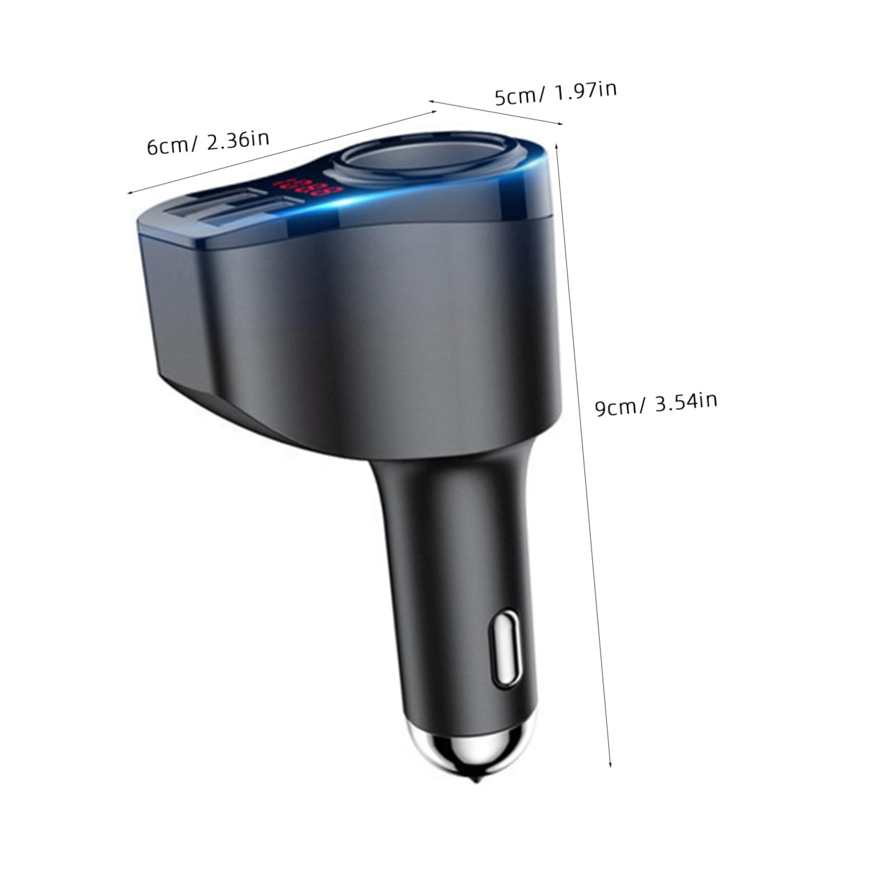 Angoily Caricabatterie Rapido per Auto Doppie Porte USB Dispositivo di Ricarica Intelligente Display LED Digitale Facile da Leggere Costruzione in Metallo Resistente all Usura