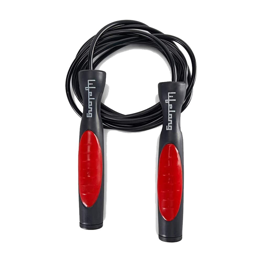 Lifelong Adjustable Length Skipping Rope for Men, Women, Kids and Girls, Gym Training, Exercise and Workout (Red &amp; Black)