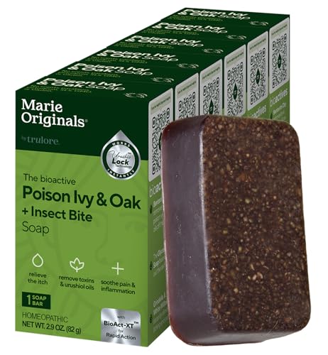 Image of Marie Originals Poison Ivy Soap Bar | All Natural Poison Ivy Treatment | Anti-Itch Skin Cleanser Bar Wash for Poison Ivy, Poison Oak & Sumac | Soothes & Relieves Rashes | 2.9 Ounces (6 bars)