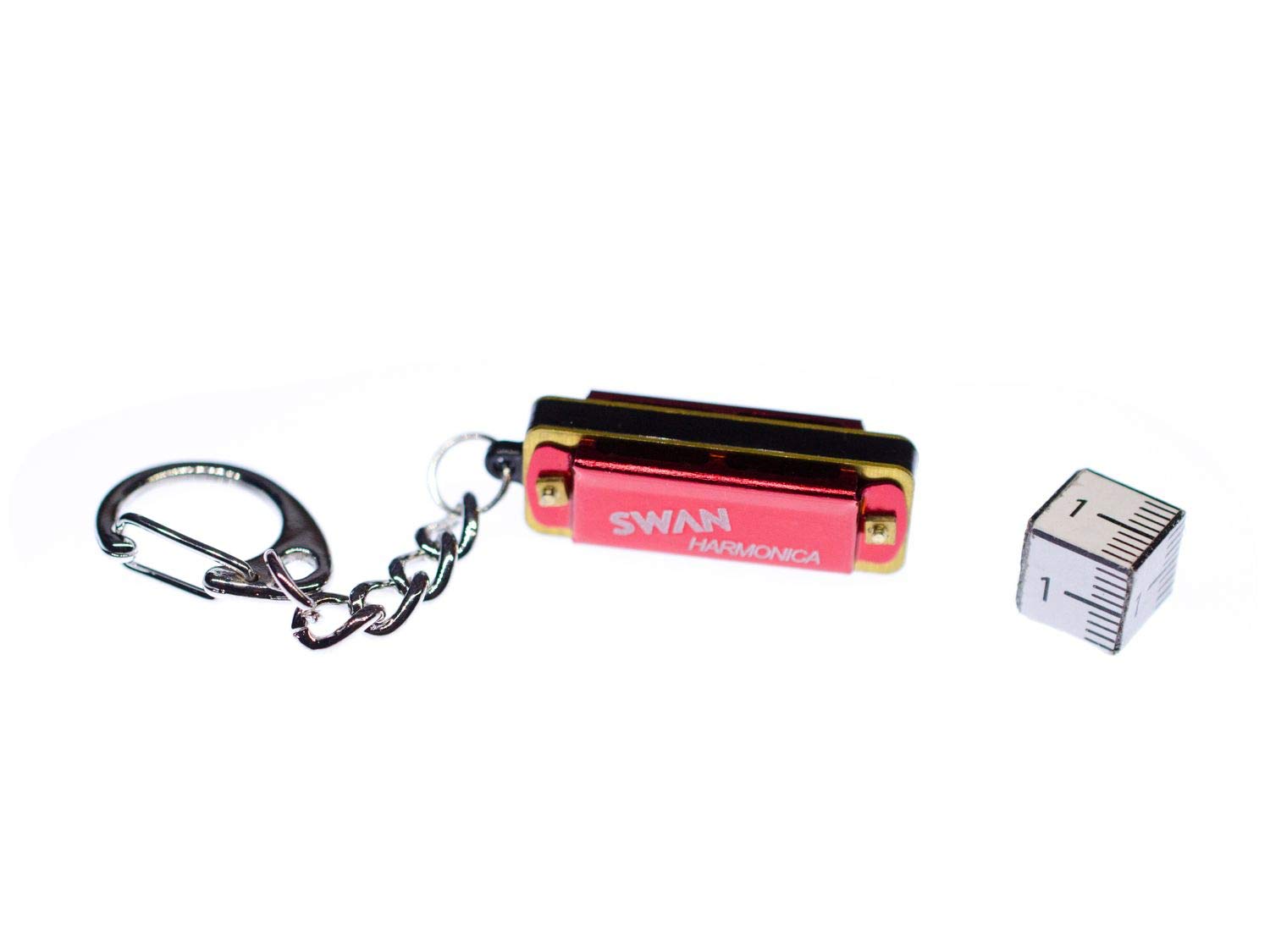 Miniblings Red Harmonica Key Ring Chain Playable Metal Instrument Music