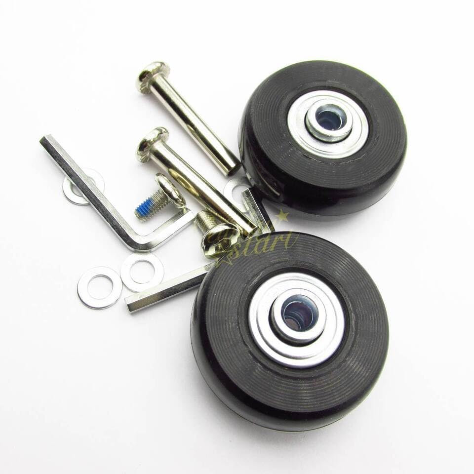 2Set Luggage Suitcase Replacement Wheels Axles Deluxe Repair OD 45mm