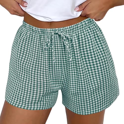 Image of Boxer Shorts for Women Pajama Gingham Shorts Casual Lounge Sleep Plaid Y2K Beach Bottoms for 2026 Summer