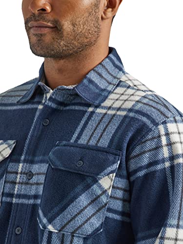 Wrangler Authentics Herren Langärmelige Fleece-Hemdjacke Hemd mit Button-Down-Kragen, total Eclipse, Mittel