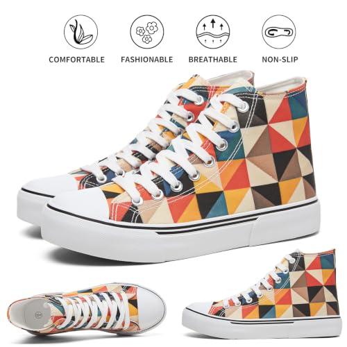 Image of hash bubbie High Top Canvas Sneakers Fashion Walking Shoes | high tops non slip on walking breathable casual comfortable lace up tennis shoes