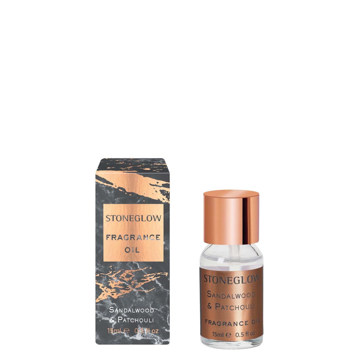 Stoneglow Luna Collection - Sandalwood & Patchouli 15ml Fragrance Oil (Dark Grey & Copper)