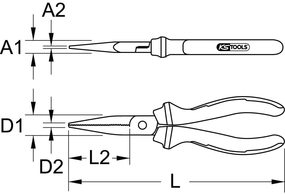 KS TOOLS 922.8015 - Pince à Bec Plat - Gamme Ultimate - L. 165 mm