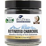 Viva Doria Virgin Activated Charcoal Powder, Coconut Shell Derived, Food Grade, 1.5 Oz Glass Jar