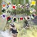 Paintball Happy Birthday Banner Glitter Black Paintball Birthday Party Decorations 2PCS Paintball Themed Shooting Game Banner Decor for Paint Ball Splatter Splash Party Supplies