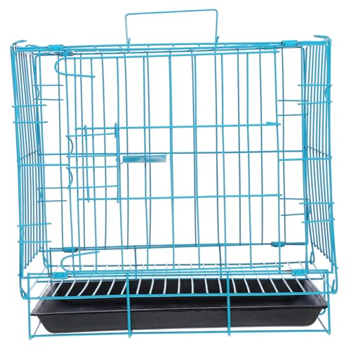 PERSELOSO 折りたたみペットケージ 小中型犬用 折り畳み式鉄製頑丈犬猫ケージ 犬小屋 室内屋外兼用 通気性良好 携帯便利 快適ペットハウス ブルー