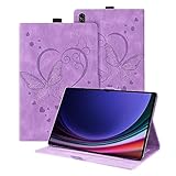 Auslbin Funda Samsung Galaxy AB S9 Ultra Tablet Tab S8 Ultra Funda, PU Mariposa Relieve Cuero con Función de Soporte, para Samsung Tab SM-X910B X900 Funda, Púrpura