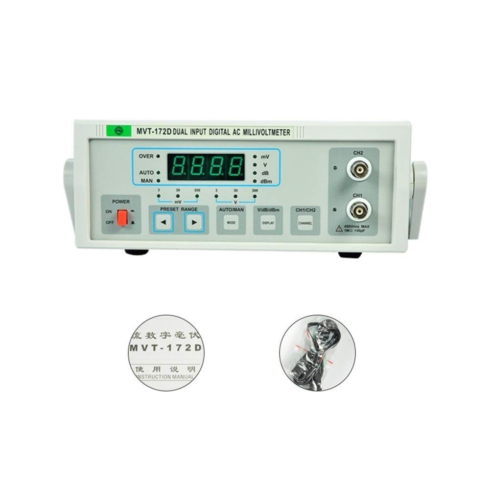 110/220V Output Dual Channel 4 Digital 100uV-400V Voltage LED Display Digital Millivoltmeter MVT-172D Dual Needles,Accuracy and Stability(220V)
