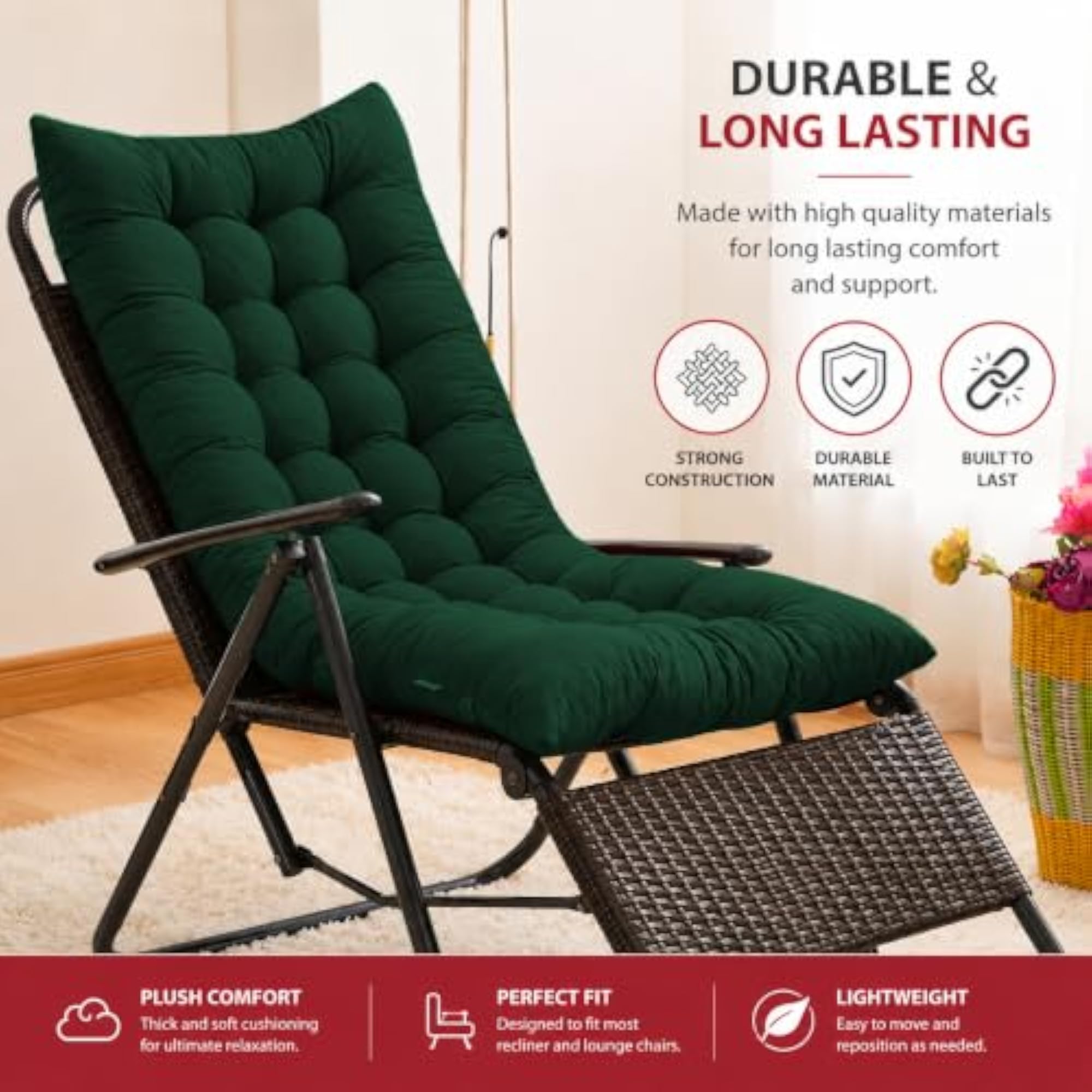 Long Rocking Chair Cushion for Home & Office