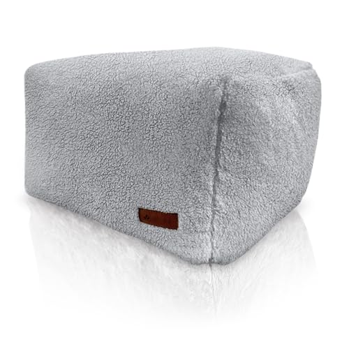 Aiire Reposapies Puff Salon Borreguito - 50x40x30 cm Puf Cuadrado Moderno o Taburete para Reposa Pies Sofa - Cojin de Suelo XXL para Decoracion Habitación Adolescente o Bean Bag Gamer Gris