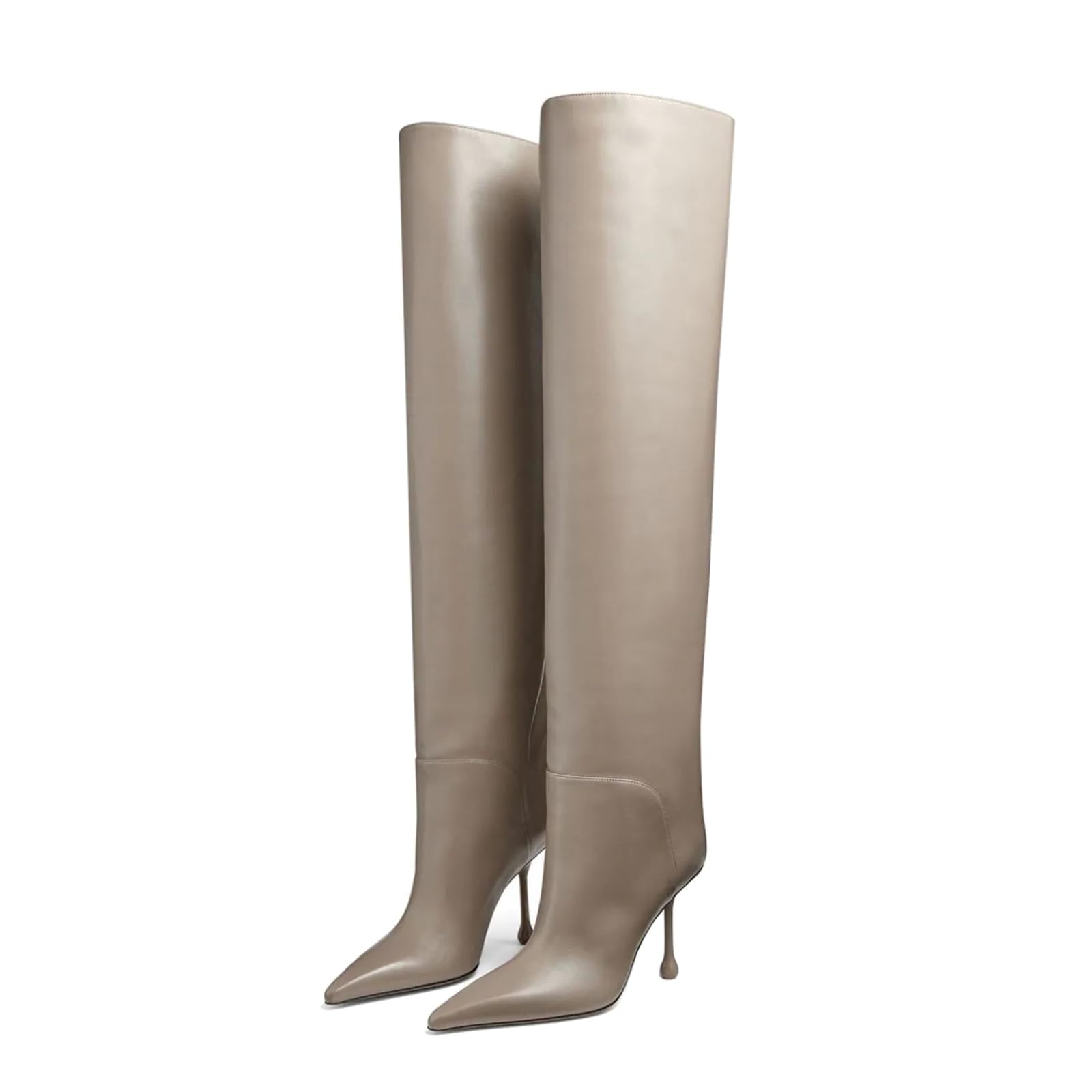 Womens Knee High Boots Pointed Toe Long Booties Gourd Shaped Stiletto Boots Sexy Fashion Dress Pull On High