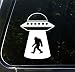 Sasquatch UFO Abduction - Bigfoot - Alien - Vinyl Car Decal Copyright © 2015 Yadda-yadda Design Co. (4"w X 5.5"h) (WHITE)