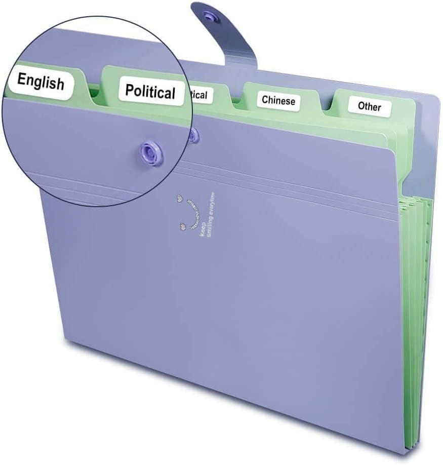 Image of Corslet Expanding File Folder, Aesthetic Folders for School, Accordion File Organizer, Aesthetic Folder with Labels,5 Pockets Important Document Folders for School Office Home (Pack of 6)