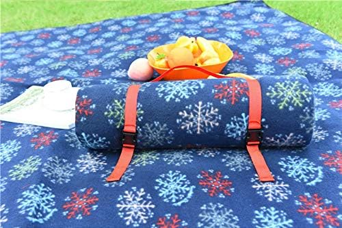 Dual Layer Foldable Picnic Blanket Tote for Spring Summer Camping, Beach, Park, Patio on Grass, Extra Large Outdoor Beach Blanket (80"x 60") (Blue)