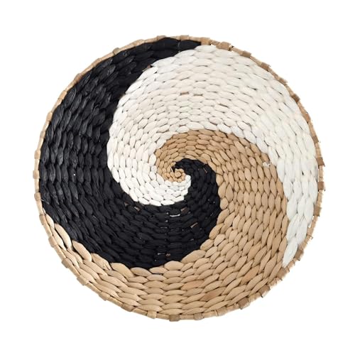 Salvamanteles, Manteles individuales tejidos a mano naturales de 20-30 cm, manteles individuales redondos de ratán bohemio, manteles individuales de jacinto de agua, manteles rústicos de mimbre trenza
