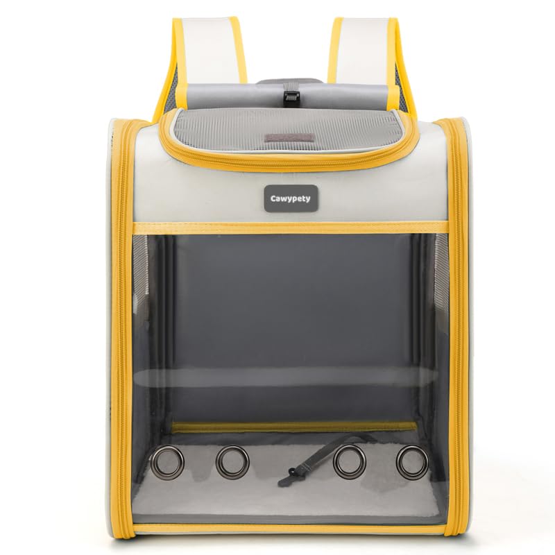 Image of Cat Backpack Carrier, Breathable Cat Carrier Large Space Bubble Pet Backpack For Kitty Small Dog Up To 15Lbs, Transparent & Foldable Pet Carrier For Travel Hiking (Yellow And Beige)
