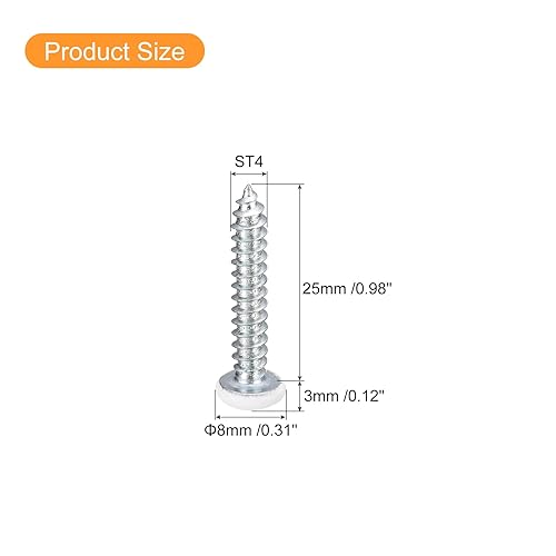 Miniatura 2 de uxcell Tornillos blancos ST4x25mm Tornillos autorroscantes, 25pcs Tornillos de madera Phillips de cabeza plana para carpintería