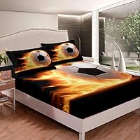 Loussiesd Set di lenzuola da calcio per bambini, con motivo a palla 3D, set di biancheria da letto con angoli per atleti, set di biancheria da letto, 2 pezzi