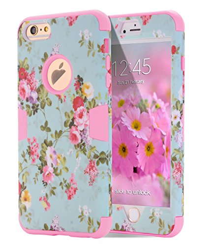 TOPSKY Compatible with iPhone 6s Plus case, iPhone 6 Plus case Flower, Three Layer Heavy Duty High Impact Resistant Hybrid Protective Cover Case for iPhone 6/6s Plus (Only for 5.5