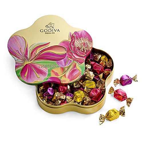 Godiva Chocolatier Gourmet Chocolate Truffles - Limited Edition Mothers Day, Birthday And Spring Gifing - Assorted Luxury Chocolate Candy In An Elegant Spring Floral G Cube Flower Tin - 32 Pieces #TOP2