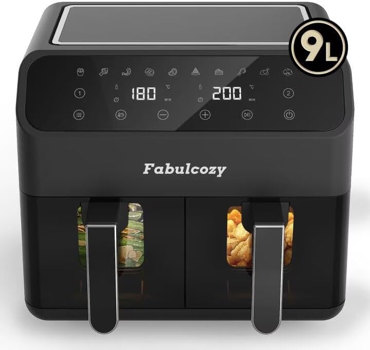 Friteuse Sans Huile Dual Zone 9L Air Fryer avec 10 Programmes Gra...