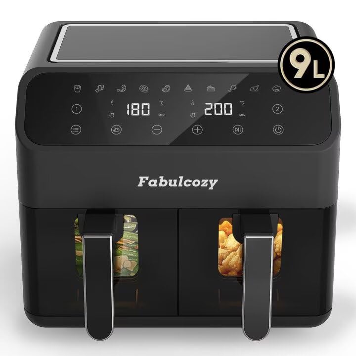 Fabulcozy Friteuse Sans Huile Dual Zone 9L Air Fryer avec 10 Prog...