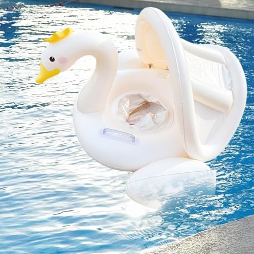 Anillo de natación inflable portátil infantil con sombrilla plegable 2
