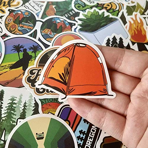 100Pcs Outdoor Camping Hiking Adventure Stickers, Wilderness Nature Travel Camper Stickers, Waterproof Summer Camp Stickers Decals For Water Bottle Laptop Luggage Cup Decoration For Adults Teens Girls Boys Kids #TOP6