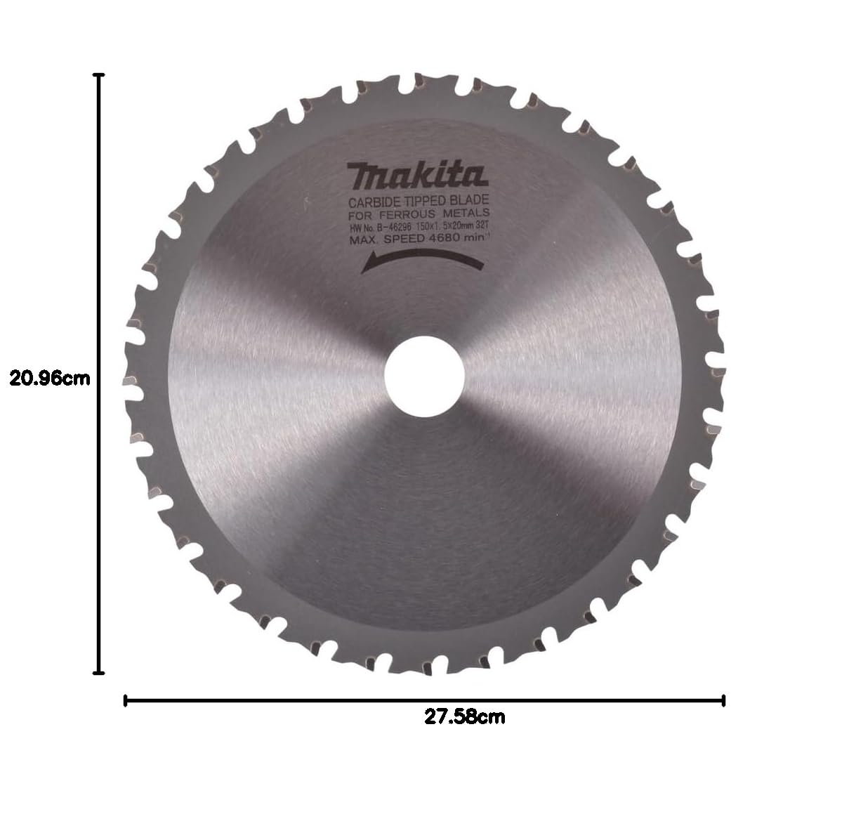 Makita B-46296 Hoja De Sierra Circular TCT 150x20mm 32T Metales Ferrosos