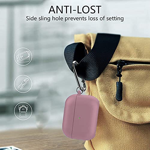Image of Elzzi Compatible for AirPod Pro Case, Full Protective Silicone Case, Inner Microfiber Lining Airpod Pro Cover, Support Wireless Charging,Cover (Front LED Visible) (Lilac)