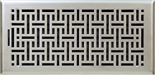Accord Ventilation AMFRSNB614 Wicker Design Floor Register, Satin Nickel, 6