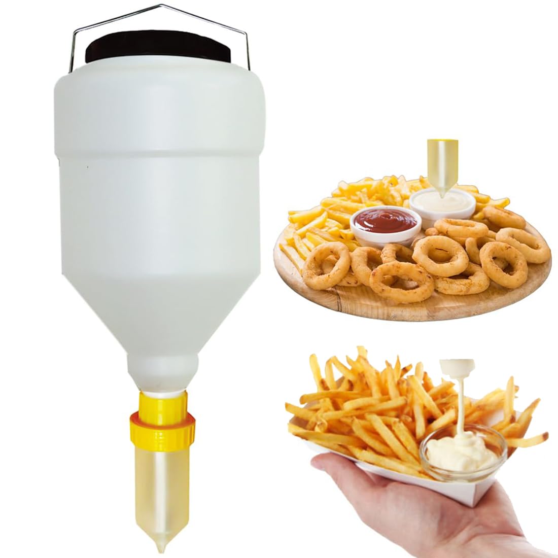 ZHJOPP Sauce Dispenser, Refillable Squeeze Bottle with Leak Proof Design, Plastic Condiment Dispenser for Mustard, Ketchup (Round 1PCS x 3.5L)
