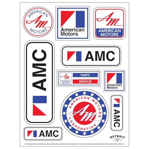 American Motors AMC Stickers Sheet - 10 Classic Car Decals Official Licensed - Vintage Auto Heritage Stickers Made in USA