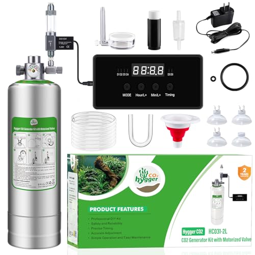 Upgraded 2L Aquarium CO2 Generator System with Timer-Enabled Motor Valve, Upgrade CO2 System Kit