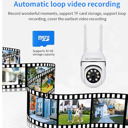 Image of securinnov 3MP Wireless PTZ Security Camera for Home Outdoor | Dual Antenna | 360 Pan Tilt | Night Vision | Two-Way Audio | Motion Detection | WiFi CCTV Camera with Mobile App V380 Pro (Mini PTZ)