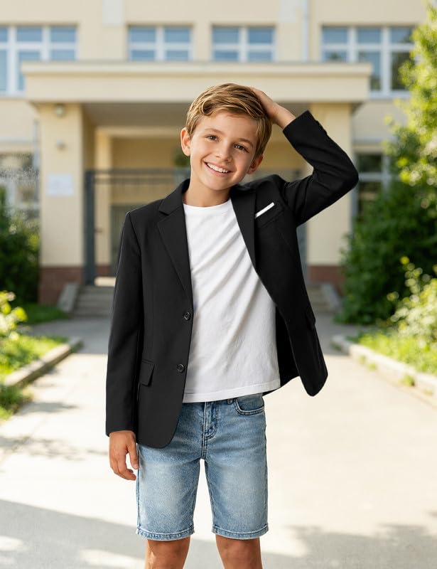 Image of Visaccy Boys Suit Jacket Toddler Formal Blazer Slim Fit Sport Coat for Kids