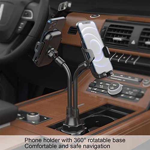 Suporte de telefone duplo para carro, 360 suporte giratório antiderrapante para telefone com as mãos