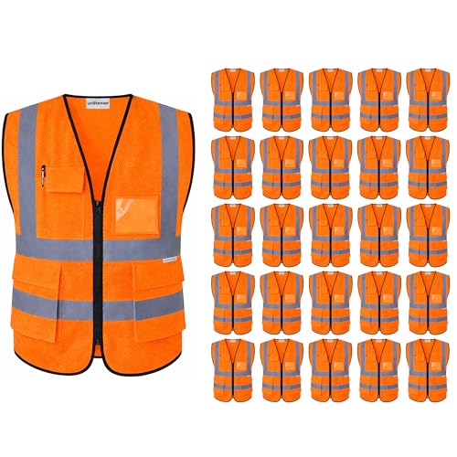Image of uniformer Premium Safety Jacket for Men and Women | Reflective High Visibility | Ideal Unisex Safety Jacket for Civil Engineer | Used in Airport, Construction, Traffic