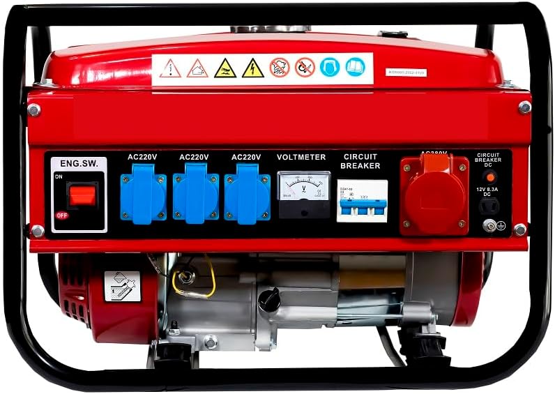 Generador EK 5500W trifásico/monofásico gasolina 15L rojo