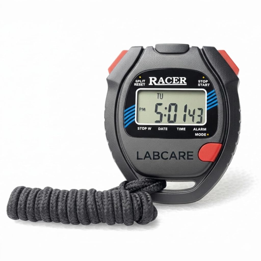 LABCARE Digital Racer Stopwatch Timer | Water & Sweat Resistant with Large LCD Display | Time, Date, Alarm & Lap Function | Original Durable Stopwatch for Coaches, Athletes & Fitness Training-image-12