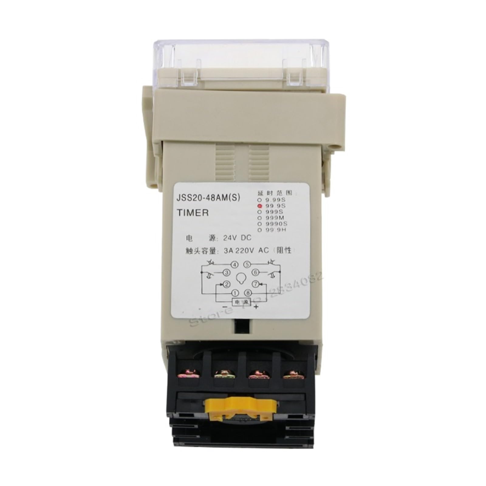 HEGZA Relè temporizzato Digitale elettronico 99.9S AC 110V 220V 380V DC 24V Ciclo di Ripetizione Uso Generale con Base Presa JSS20-48AMS Temporizzatore (Size : AC 110V)