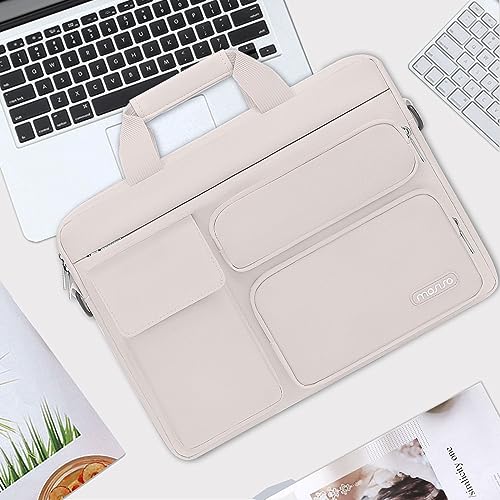 Image of MOSISO Laptop Bag 16 inch, 15-15.6 inch Computer Shoulder Bag Compatible with MacBook Pro 16 inch, HP, Dell, Lenovo, Notebook&2 Raised&1 Flapover&1 Horizontal Pocket&Handle&Belt, Stone Gray